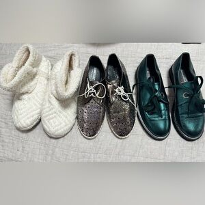 White, silver and Green Women's Shoes Set